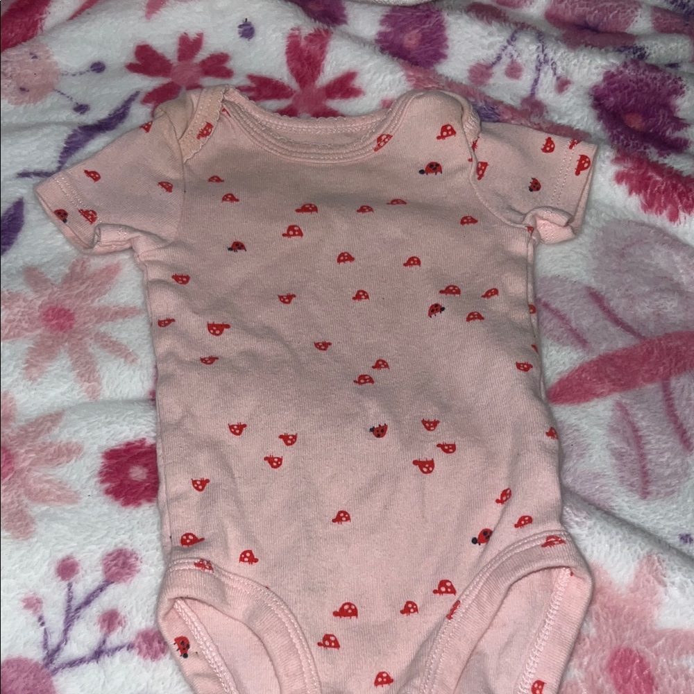 Charming Pink Baby Bodysuit with Mushroom Design